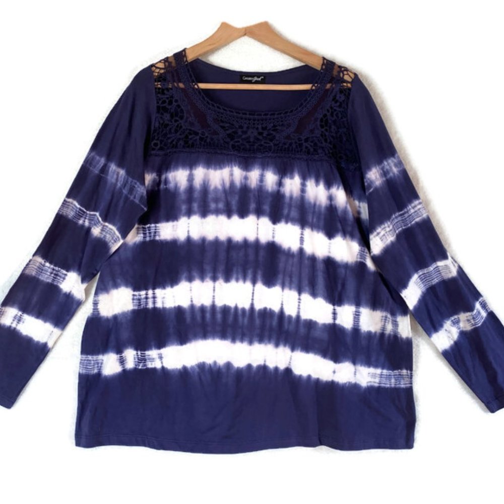 Greater Good Tie Dye long sleeve shirt. Women's 1X